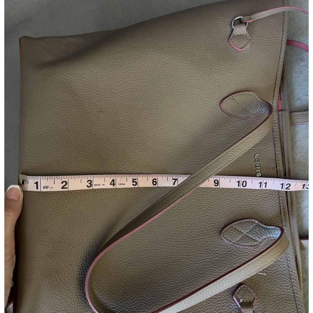 Lodis Shoulder Bag Tote Large Brown Pebbled Leather Travel Luggage‎ Buttery Soft - Picture 8 of 11